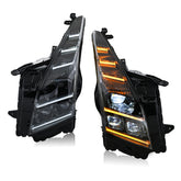 LED Headlights Carbon Fiber Style 3 Lens for 2013-2019 Cadillac ATS, LED Headlight Assembly, Easy installation, Plug-and-play
